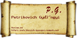 Petrikovich Gyöngyi névjegykártya