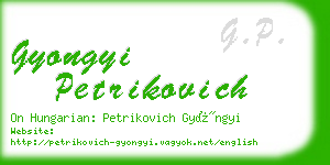 gyongyi petrikovich business card